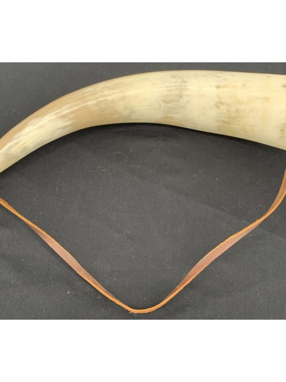 Cow Bull Antique Horn Musical Instrument Leather Strap 15"